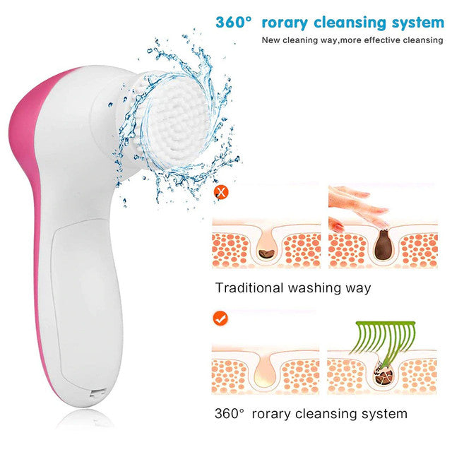 5 in 1 Facial Electric Cleanser and Massager, Electric Machine Beauty , Beauty Care Brush for Removing Blackhead , Beauty Tool Device