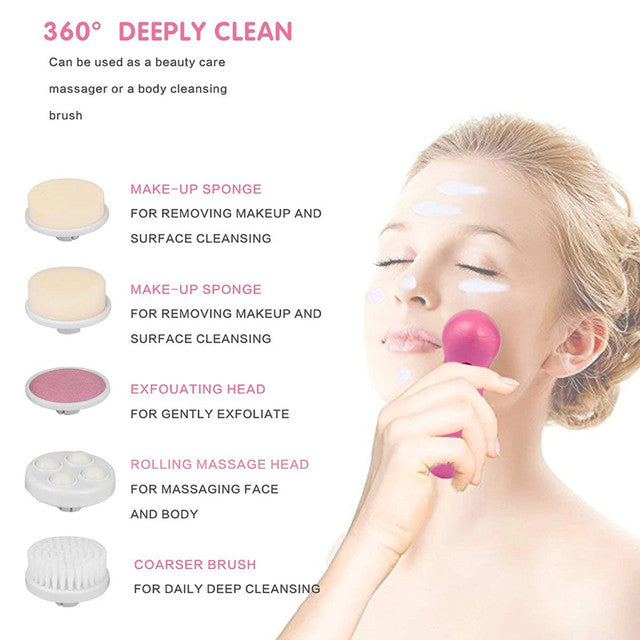 5 in 1 Facial Electric Cleanser and Massager, Electric Machine Beauty , Beauty Care Brush for Removing Blackhead , Beauty Tool Device