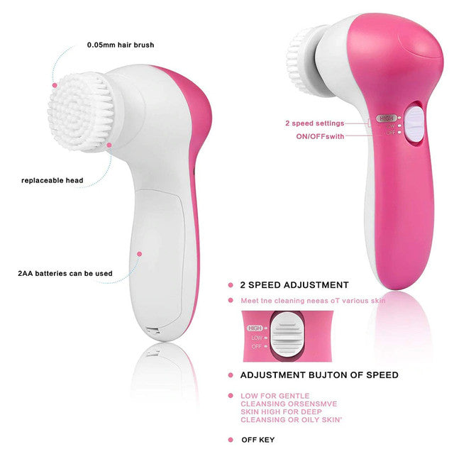 5 in 1 Facial Electric Cleanser and Massager, Electric Machine Beauty , Beauty Care Brush for Removing Blackhead , Beauty Tool Device