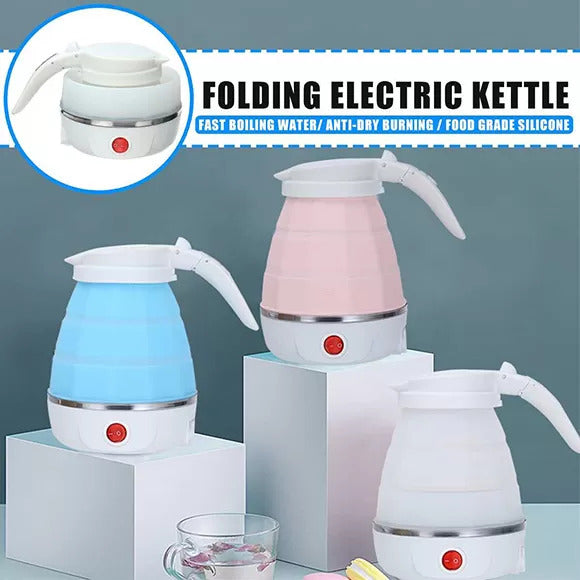 Fast Boiling 600ml Portable Foldable Electric Travel Kettle | Collapsible Silicone Water Boiler | Random Color