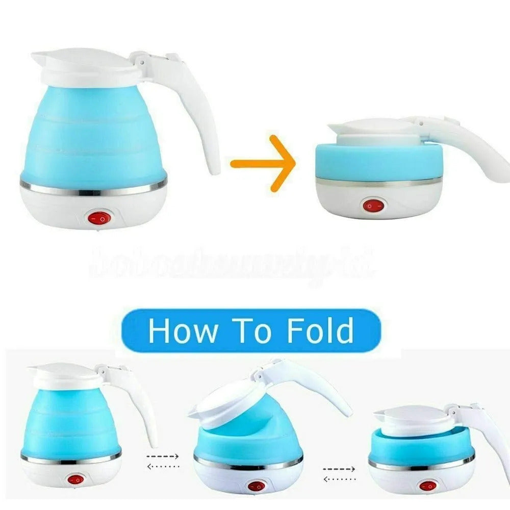 Fast Boiling 600ml Portable Foldable Electric Travel Kettle | Collapsible Silicone Water Boiler | Random Color