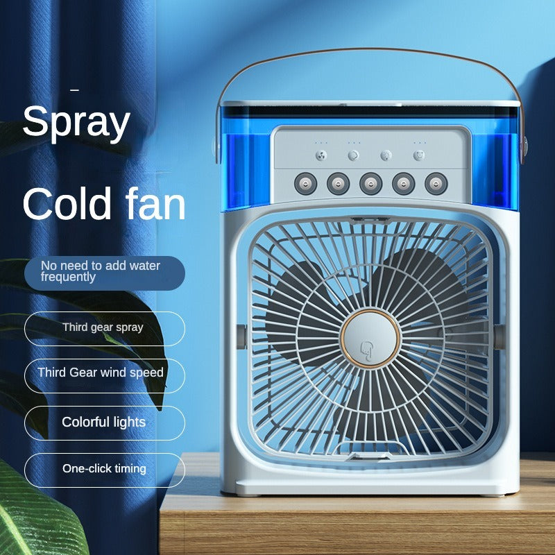 Mist Fan | Portable Cooling Fan - 11inch | USB Electric Fan With LED Night Light, Fine Mist Water, And Humidifier Function | Led Night Light Water Mist (Random Color)
