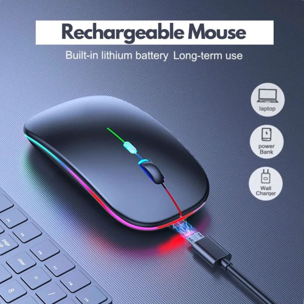 HP Original Wireless RGB Rechargeable Bluetooth Slim Mouse | 480mAh Battery | Black