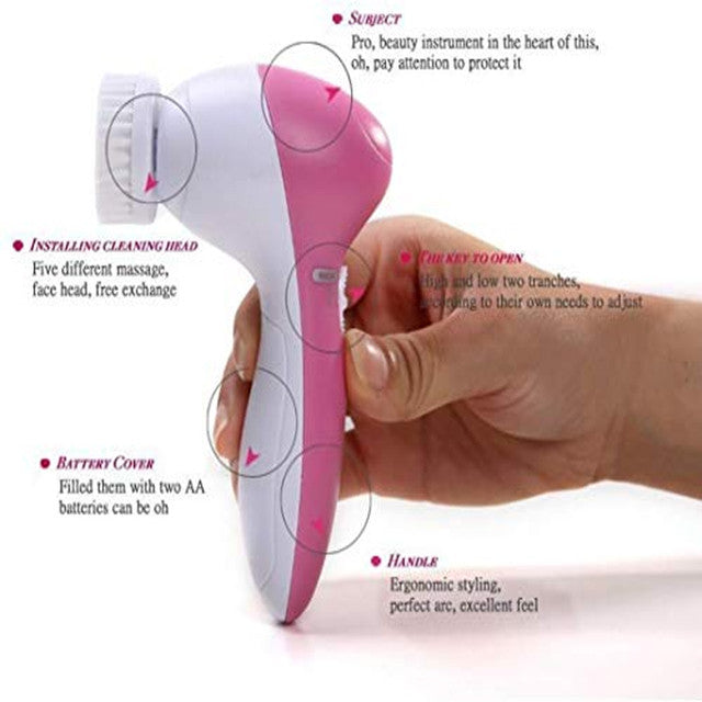 5 in 1 Facial Electric Cleanser and Massager, Electric Machine Beauty , Beauty Care Brush for Removing Blackhead , Beauty Tool Device
