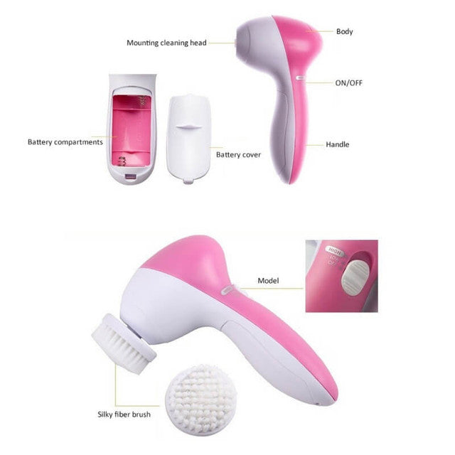 5 in 1 Facial Electric Cleanser and Massager, Electric Machine Beauty , Beauty Care Brush for Removing Blackhead , Beauty Tool Device